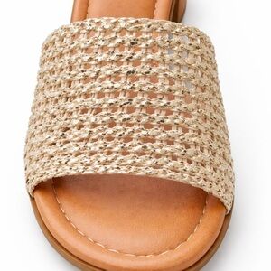 Women's Tan Woven Slide Sandals